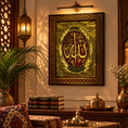 تحميل الصورة في معرض الصور, Handmade Allah Islamic Wall Art | Ottoman Kaaba Kiswah Inspired Textile | Arabic