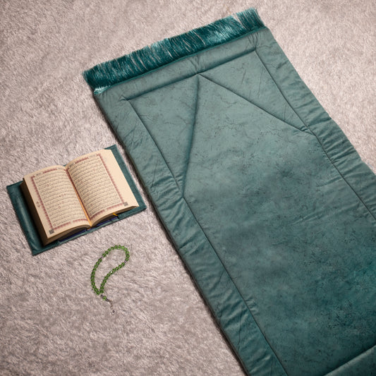 Loloa Offer4 ( Prayer rug + Quran + Rosary) - Turquoise color