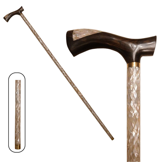 Walking Cane Ebony Wood with Shell (Code: MB110)
