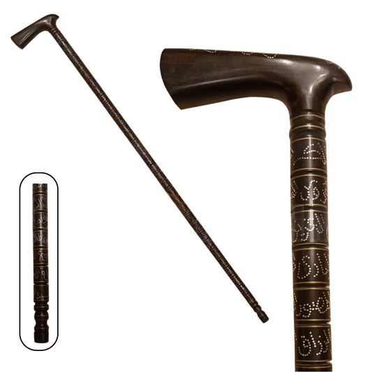 Walking Cane Ebony Wood with Allah Names (Code: MB111N)