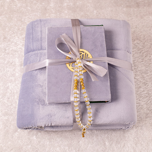Loloa Offer1 ( Prayer rug + Quran + Rosary) - Grey color