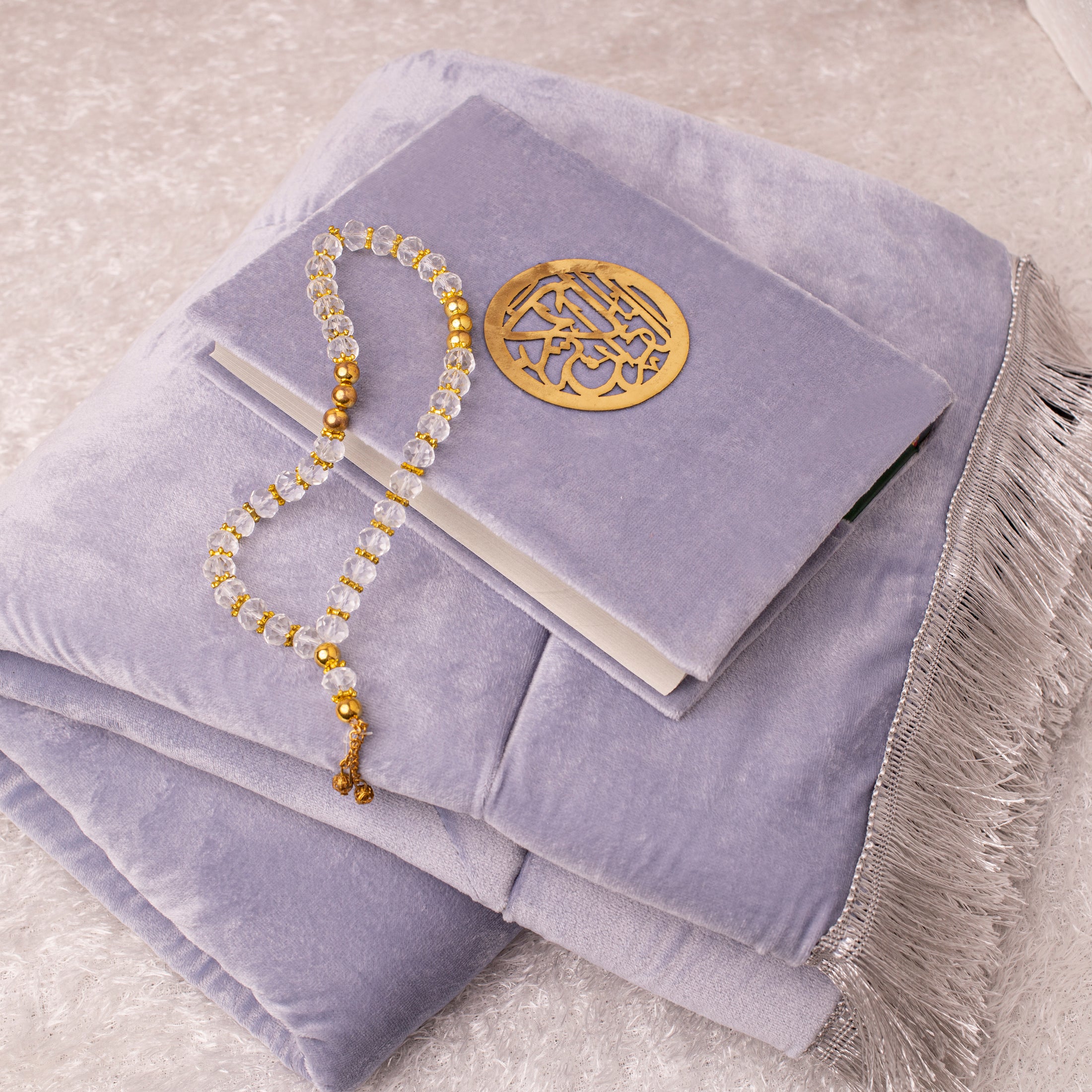 Loloa Offer1 ( Prayer rug + Quran + Rosary) - Grey color