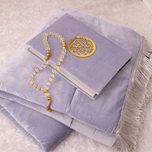 Loloa Offer1 ( Prayer rug + Quran + Rosary) - Grey color