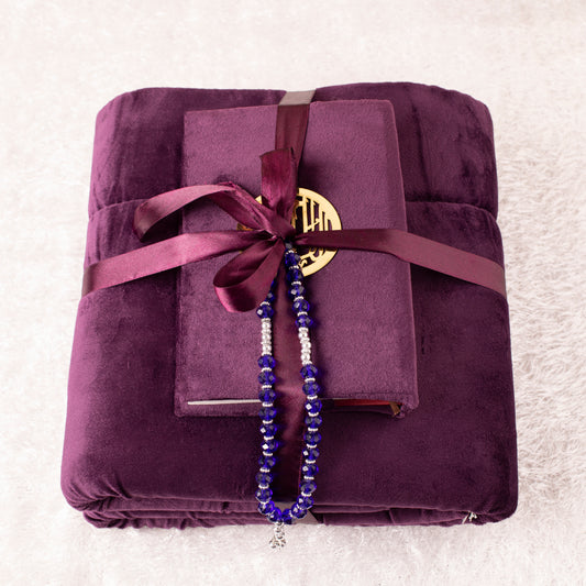 Loloa Offer1 ( Prayer rug + Quran + Rosary) - Burgundy color