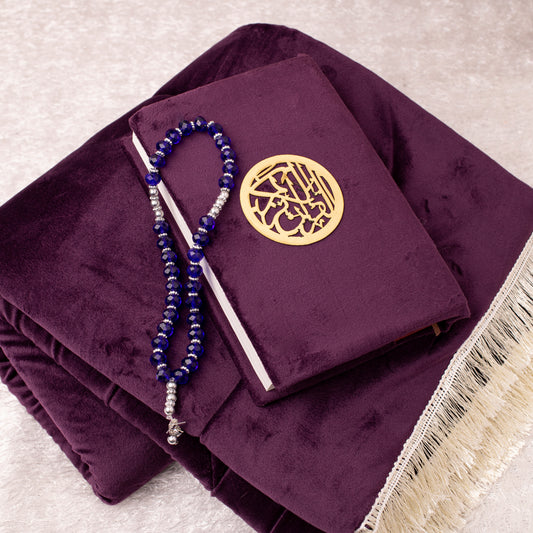 Loloa Offer1 ( Prayer rug + Quran + Rosary) - Burgundy color
