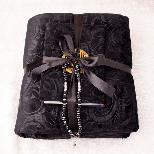 Loloa Offer1 ( Prayer rug + Quran + Rosary) - Black color