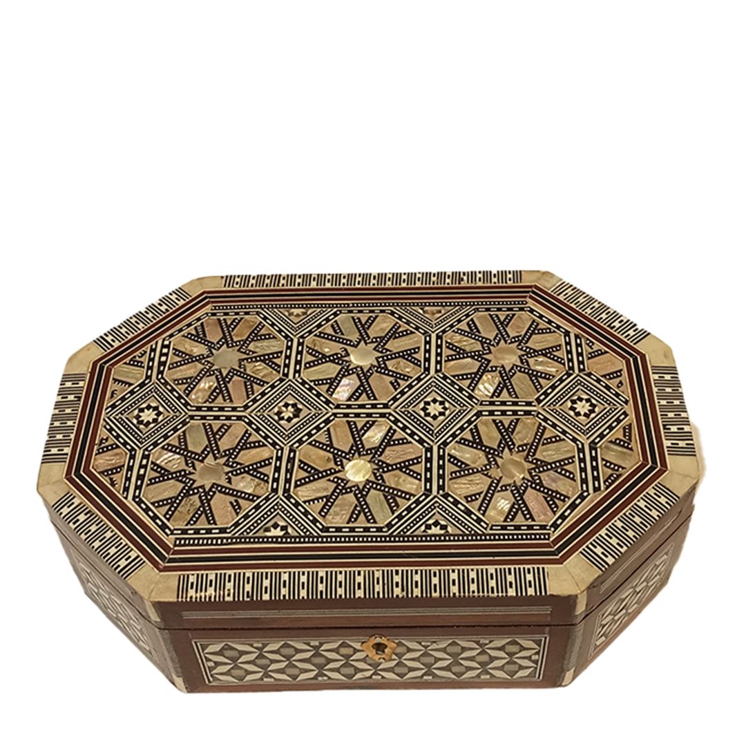 Wooden Box Handcrafted by Shell octagonal shape (No4)