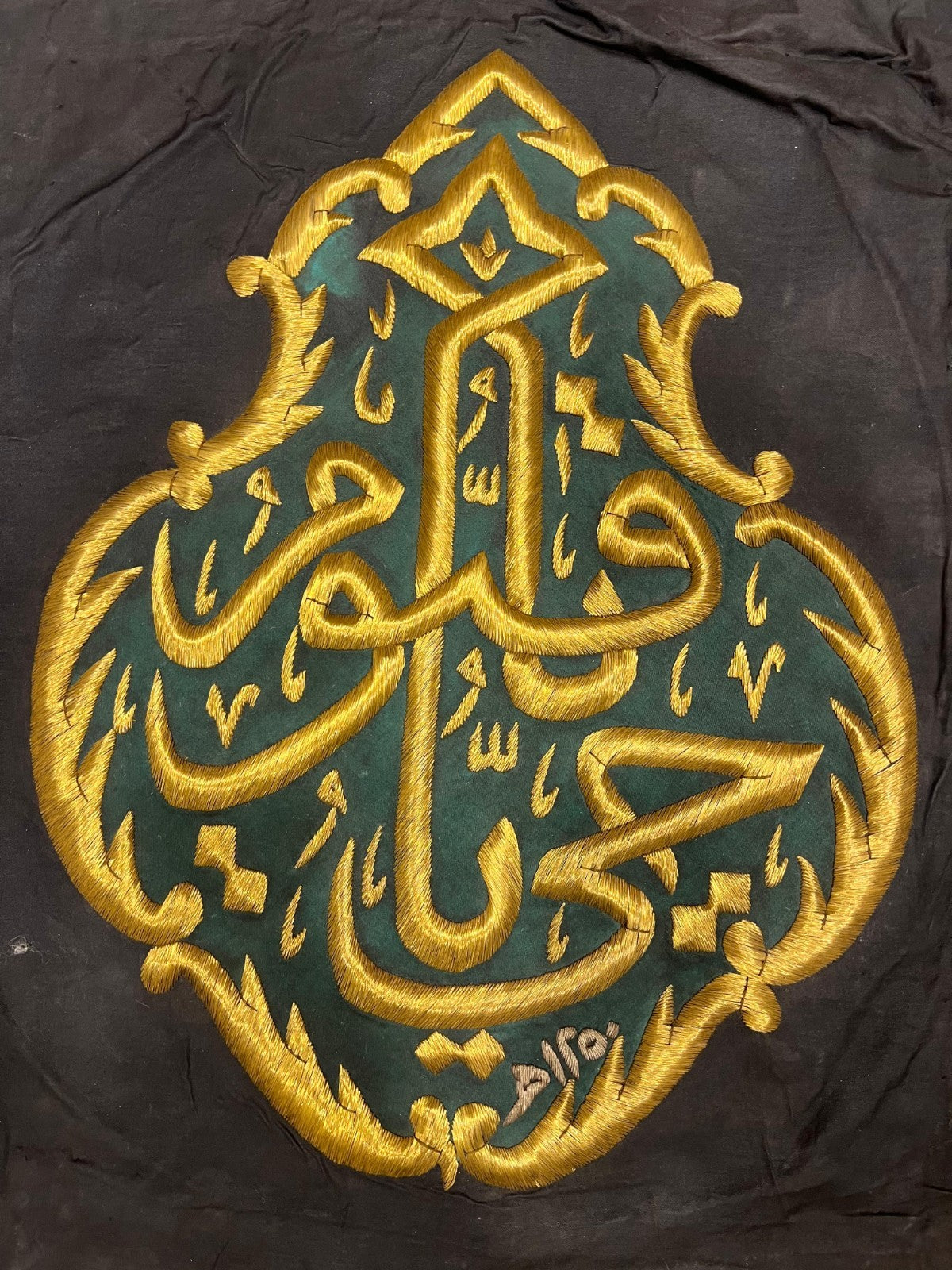 Elegant Handmade Ottoman Qandeel Silver-Coated Copper Wire Kaaba Replica on Silk
