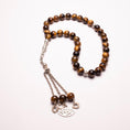 Load image into Gallery viewer, Rosary Of Natural Gemstone Tiger's Eye with Metal Tassel 33 Beads (Code:RAS13)
