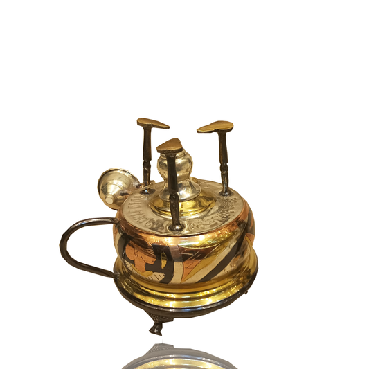 Copper Alcohol Burner with legs Large size  (engraved)