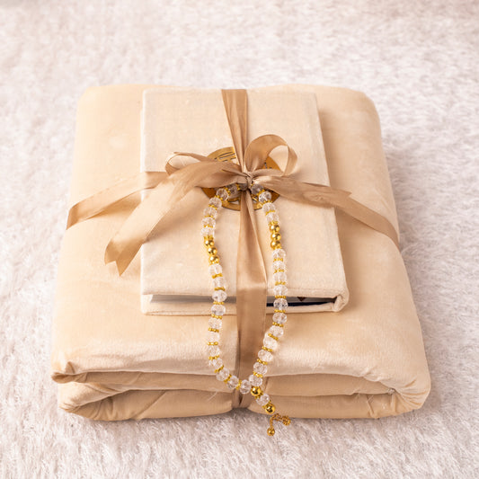 Loloa Offer1 ( Prayer rug + Quran + Rosary) - Beige color