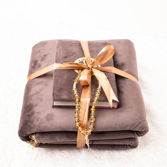 Loloa Offer1 ( Prayer rug + Quran + Rosary) - Coffee color