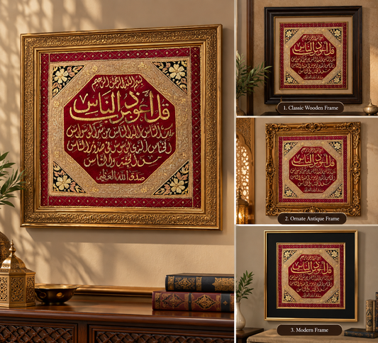 Antique Style Surah An-Nas Islamic Wall Art | Handmade Ottoman Textile