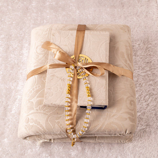 Loloa Offer1 ( Prayer rug + Quran + Rosary) - Champagne colour