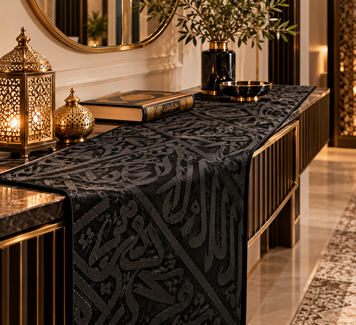 Handmade Kaaba Kiswa Replica – Ottoman Islamic Calligraphy Art