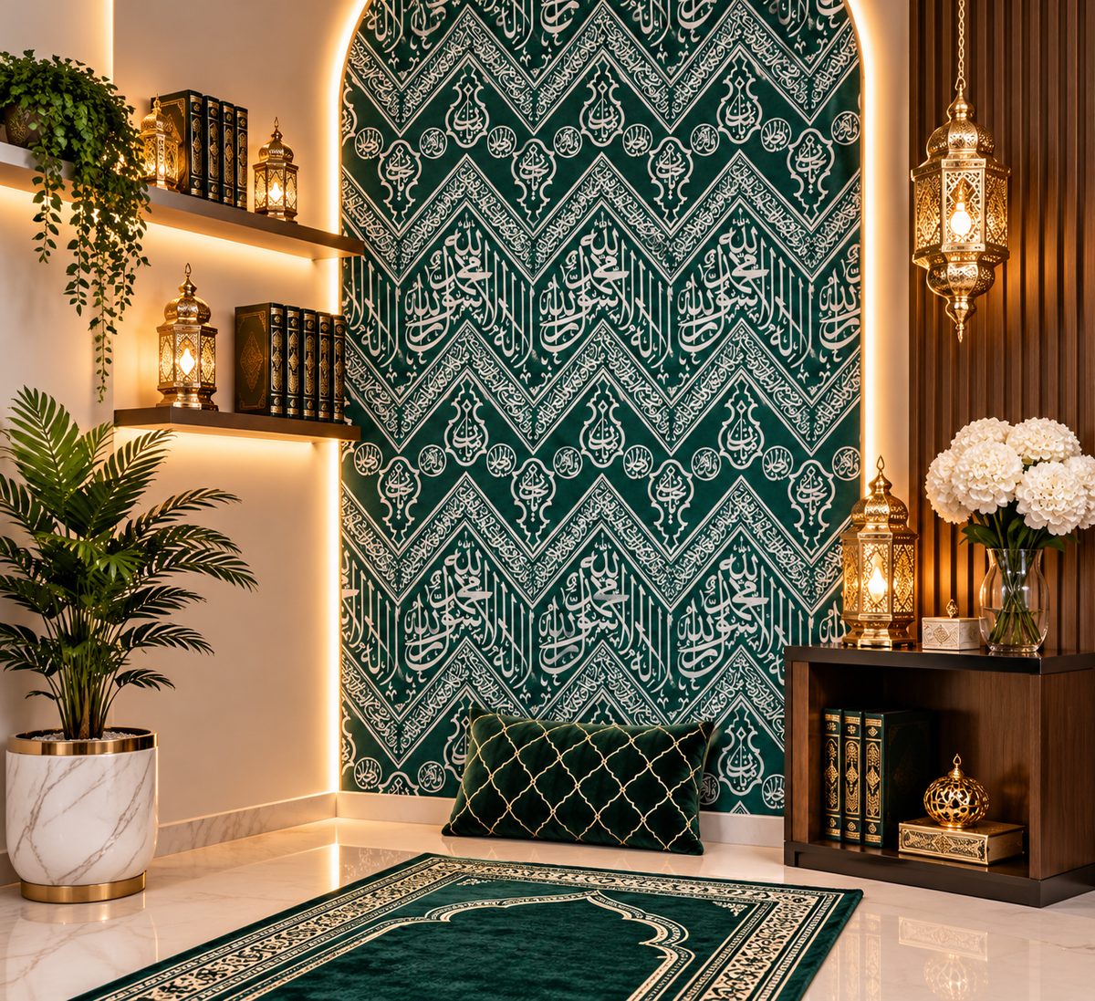 The inner fabric of the Kaaba - Kiswah - Calligraphy - Handmade - Green