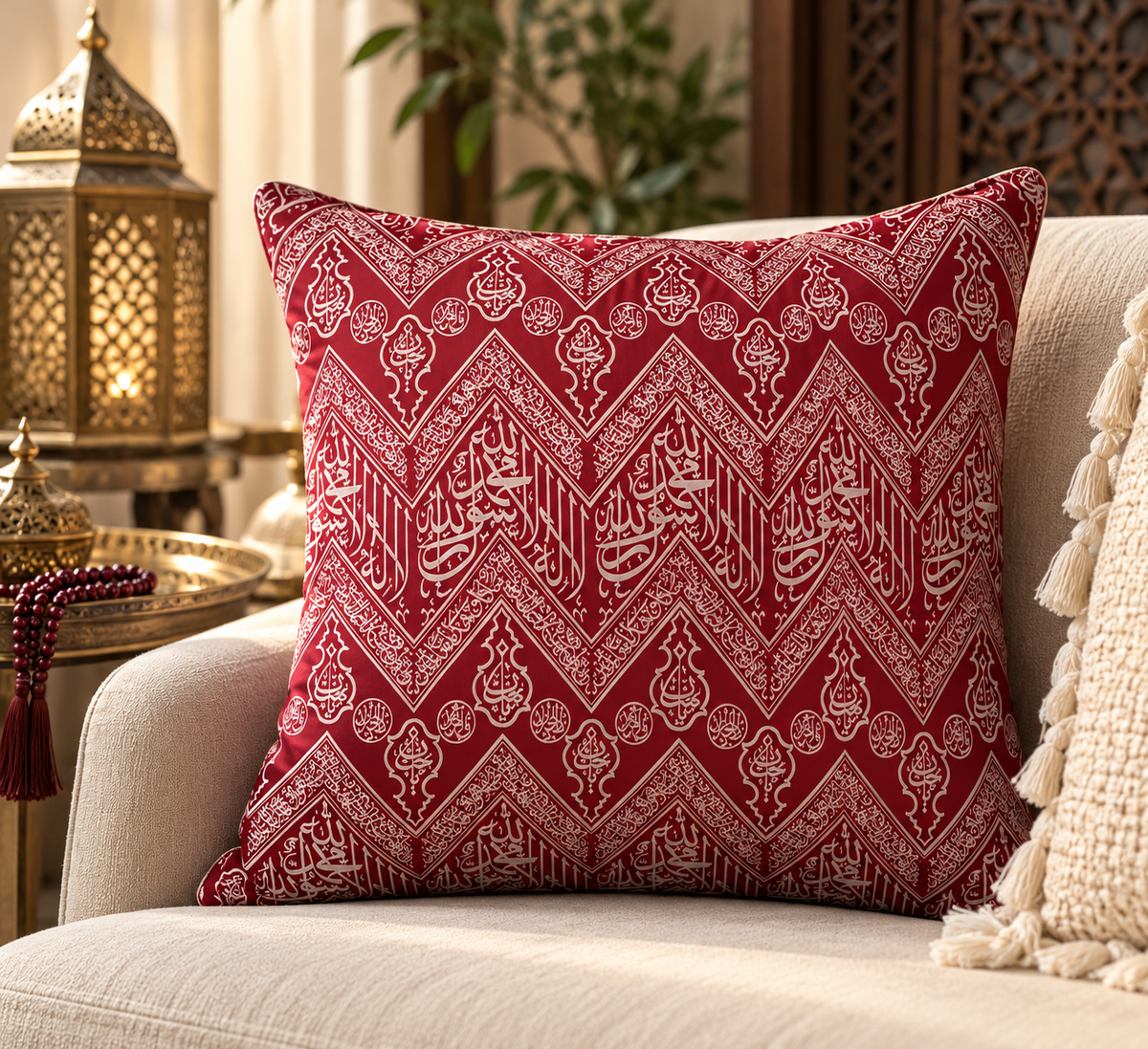 The inner fabric of the Kaaba - Kiswah - Calligraphy - Handmade - Red