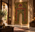 تحميل الصورة في معرض الصور, Ottoman-Style Prophet’s Chamber Mihrab Curtain – Handcrafted Islamic Silk Art
