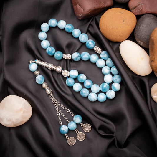 Rosary of Agate Stone with Metal Tassel 33 Beads (Code:RAS01)