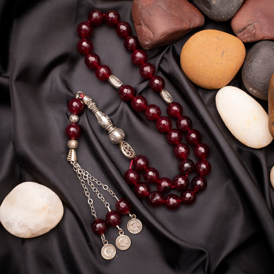 Rosary of Agate Stone with Metal Tassel 33 Beads (Code:RAS02)
