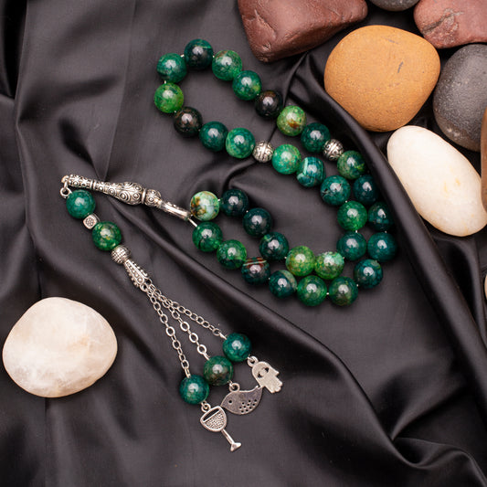 Rosary of Agate Stone with Metal Tassel 33 Beads (Code:RAS03)