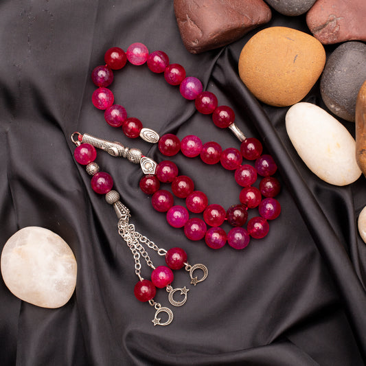 Rosary of Agate Stone with Metal Tassel 33 Beads (Code:RAS04)