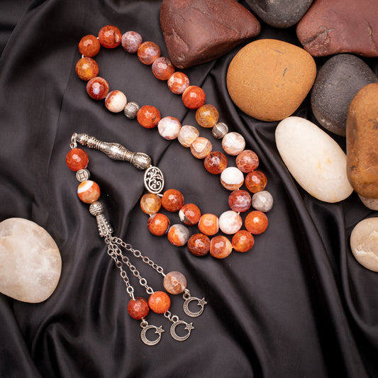 Rosary of Agate Stone with Metal Tassel 33 Beads (Code:RAS07)