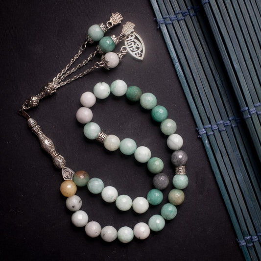 Rosary of Agate Stone with Metal Tassel 33 Beads (Code:RAS11)