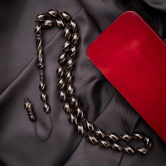 Rosary of Natural Coc Wood with Metal& Stones 33 Beads (RCS02)