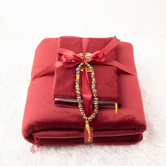 Loloa Offer1 ( Prayer rug + Quran + Rosary) - Red color