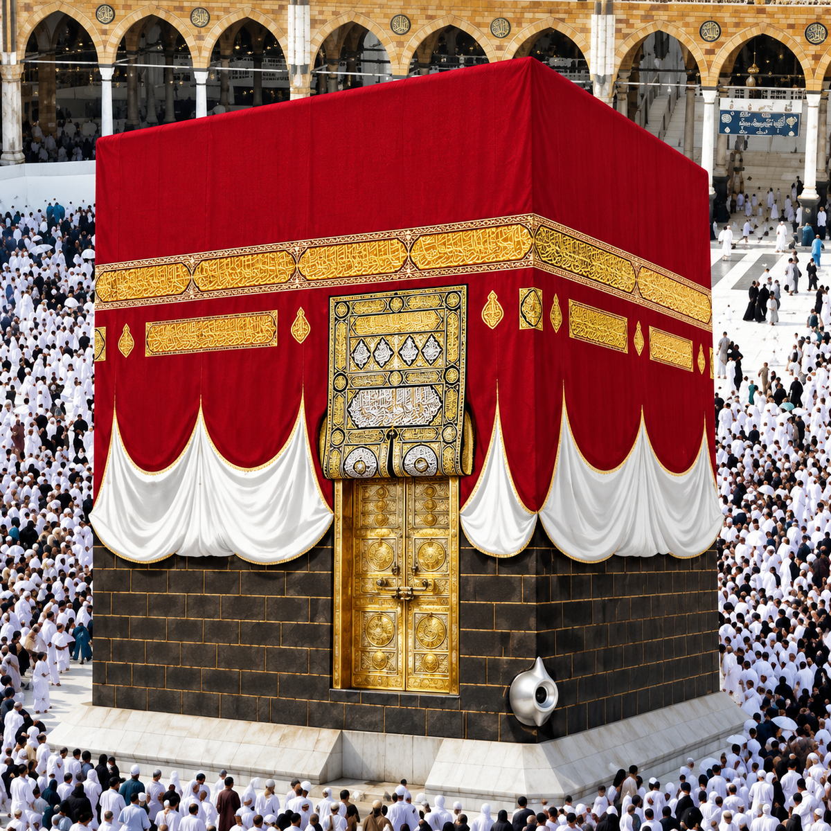 The inner fabric of the Kaaba - Kiswah - Calligraphy - Handmade - Red
