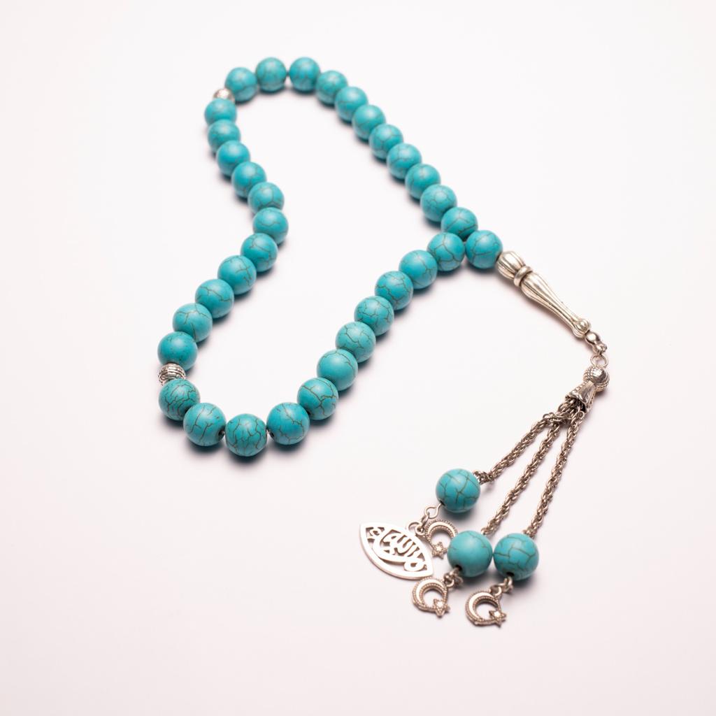 Rosary of Howlite Stone with Metal Tassel 33 Beads (Code:RAS12)
