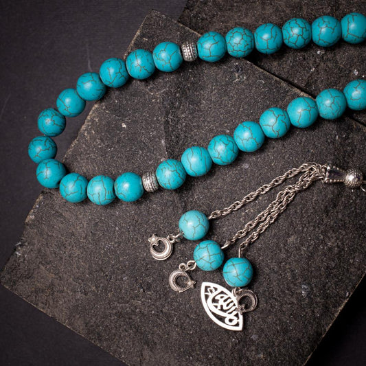 Rosary of Howlite Stone with Metal Tassel 33 Beads (Code:RAS12)