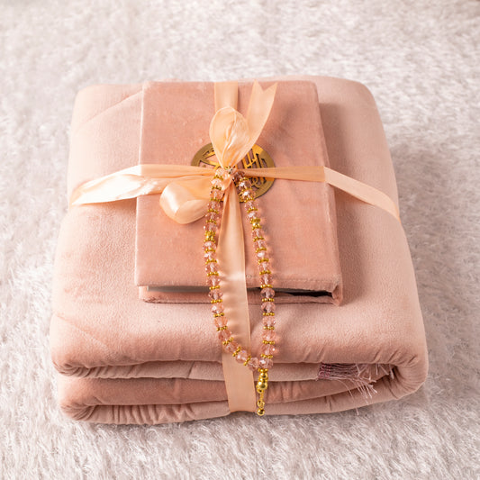 Loloa Offer1 ( Prayer rug + Quran + Rosary) - Rose Gold color