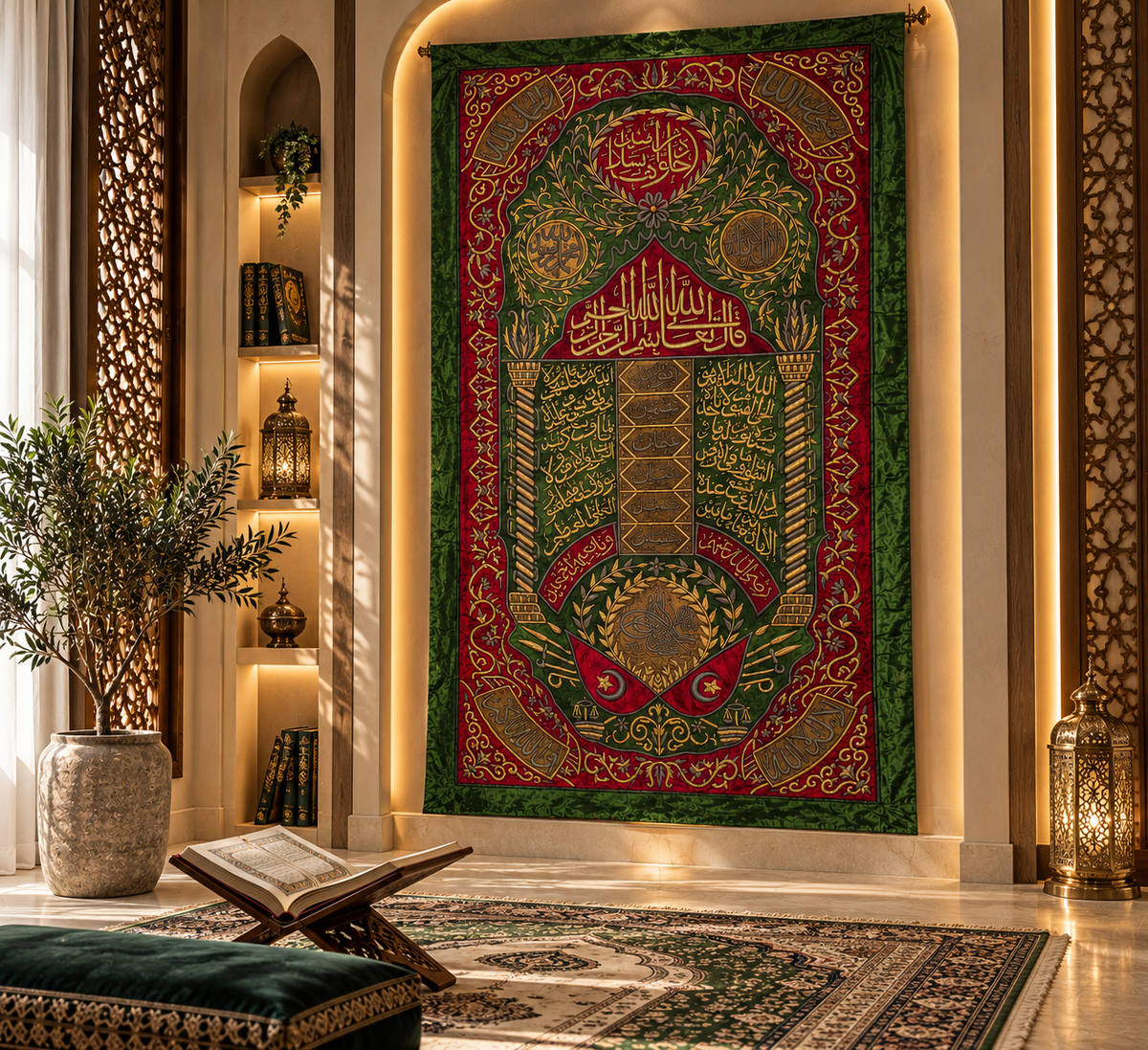 Ottoman-Style Bab Al-Salam Curtain – Prophet’s Chamber | Handcrafted Islamic Textile Art